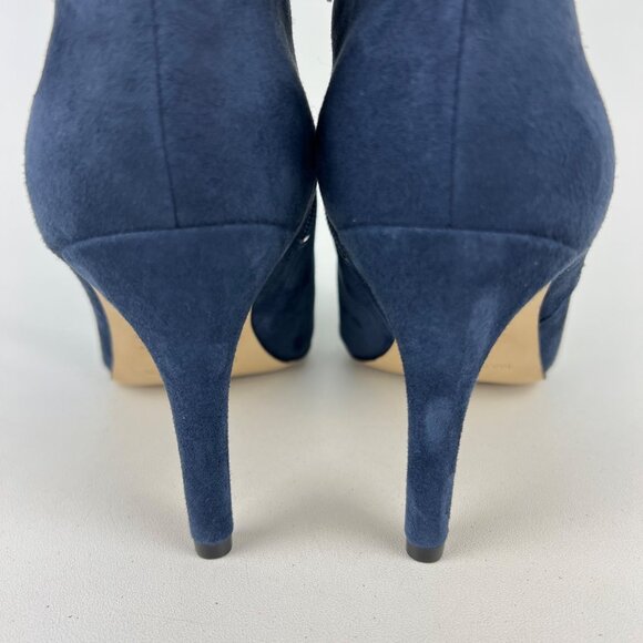 Marc Fisher Womens Serenity Peep Toe Booties Blue Suede Zip Detail size 10W Wide - Picture 5 of 16